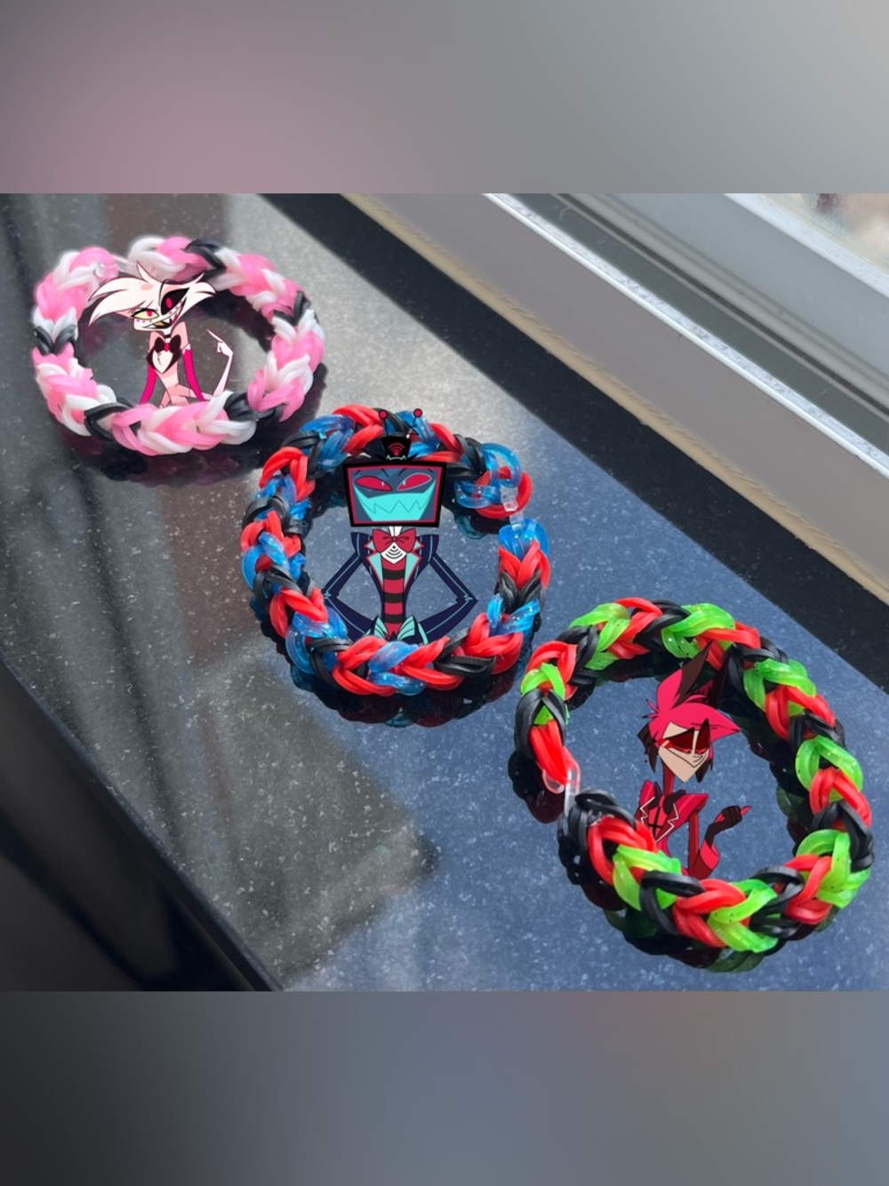 Hazbin Hotel loom bracelet set of 3 - Angel Dust, Vox & Alastor